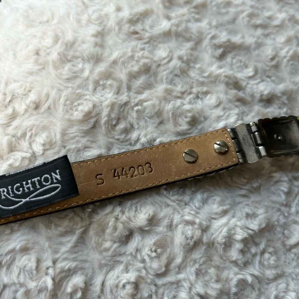 Brighton black leather faux croc gold and silver belt size small